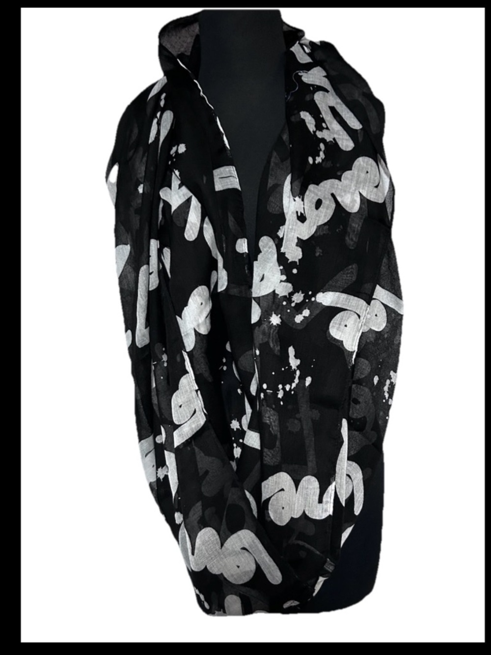 Style & Co. Black and White Graphic Infinity Scarf